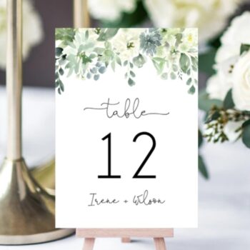 Table Number Cards